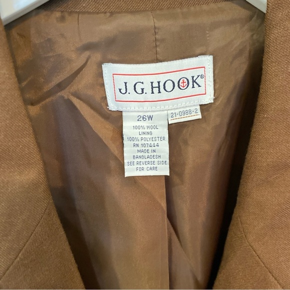 Vintage JG Hook Women's Brown Double Breasted Blazer Jacket Size 26W Wool - Picture 3 of 5